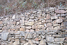 Photo of gabion baskets forming a wall